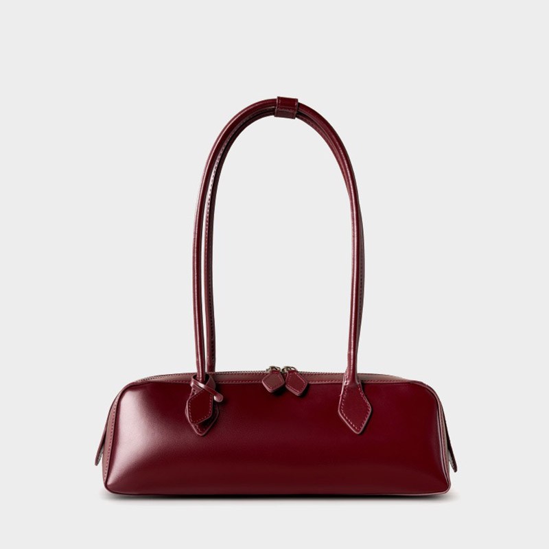 Женская кожаная сумка багет Melody бордовая - 5 фото