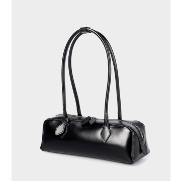 Жіноча шкіряна сумка багет Melody чорна фото