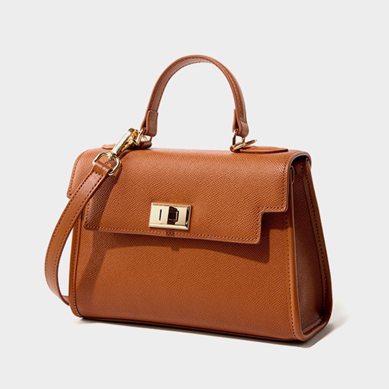 Женская кожаная сумка Brielle светло-коричневая - 5 фото