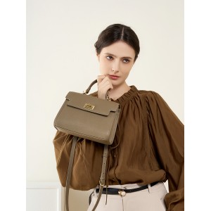 Жіноча шкіряна сумка Brielle сіро-бежева