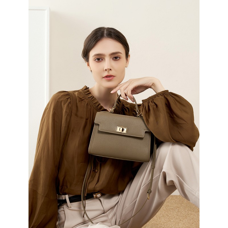 Жіноча шкіряна сумка Brielle сіро-бежева - 2 фото