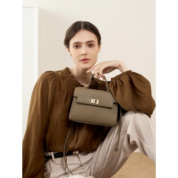 Жіноча шкіряна сумка Brielle сіро-бежева фото