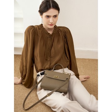 Жіноча шкіряна сумка Brielle сіро-бежева фото