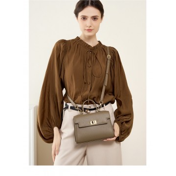 Жіноча шкіряна сумка Brielle сіро-бежева фото