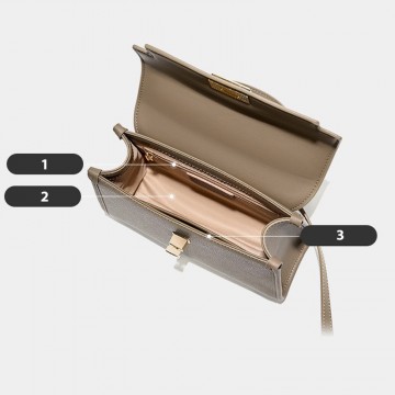 Женская кожаная сумка Brielle серо-бежевая фото