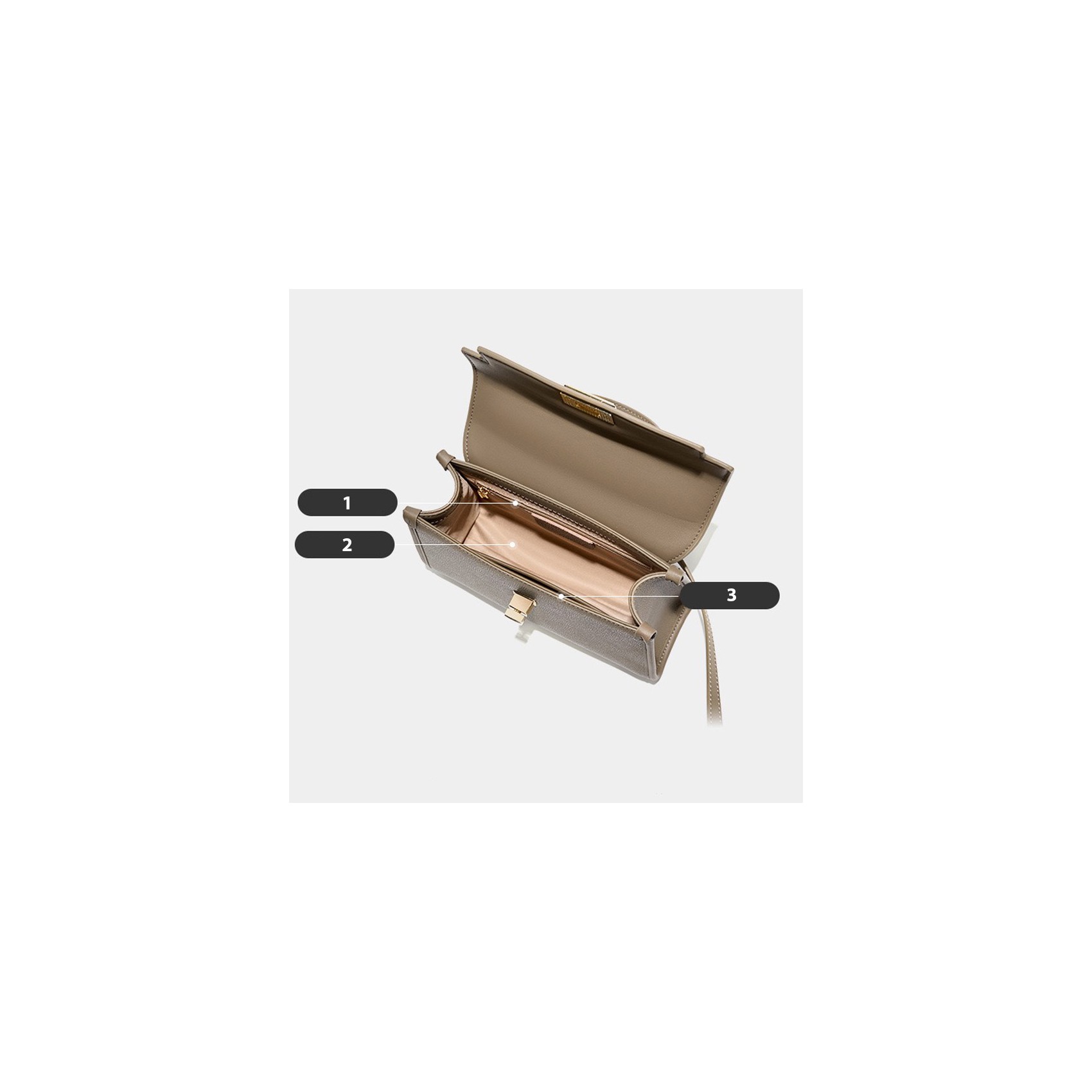 Женская кожаная сумка Brielle серо-бежевая