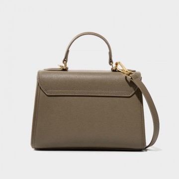 Женская кожаная сумка Brielle серо-бежевая фото