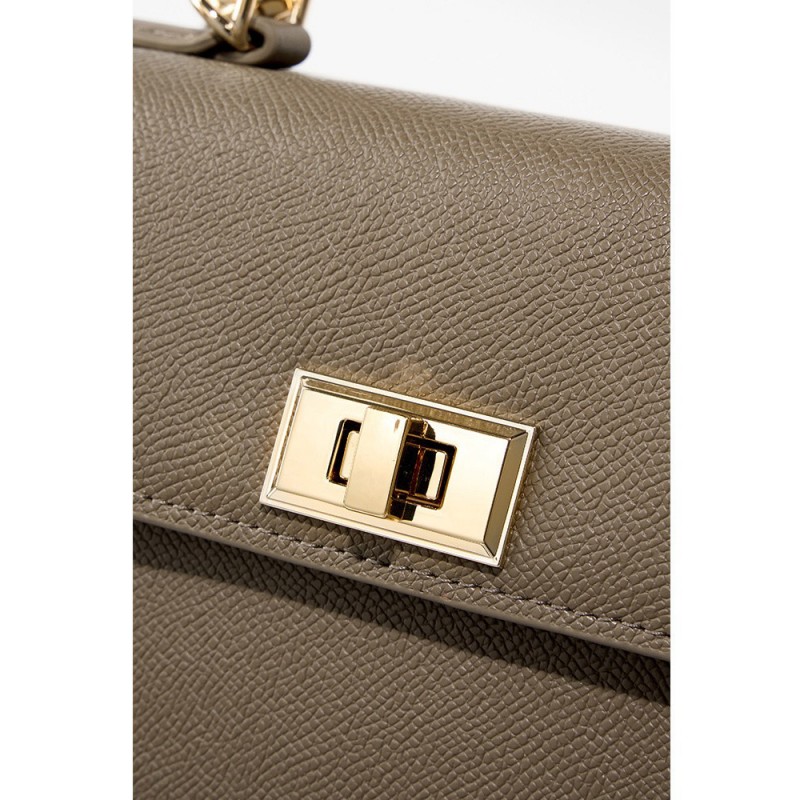 Жіноча шкіряна сумка Brielle сіро-бежева - 12 фото