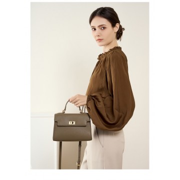 Жіноча шкіряна сумка Brielle сіро-бежева фото