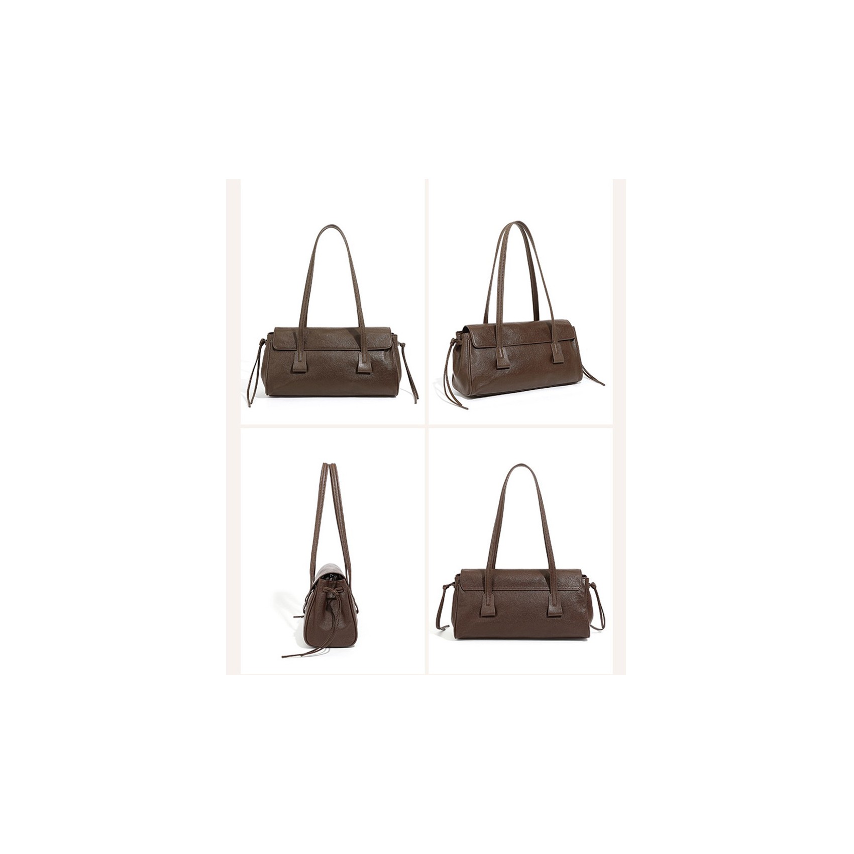 Жіноча шкіряна сумка багет Sandra темно-коричнева