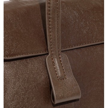 Женская кожаная сумка багет Sandra темно-коричневая фото