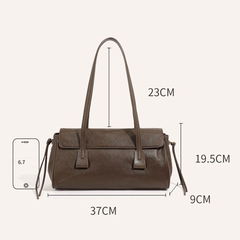 Женская кожаная сумка багет Sandra темно-коричневая - 11 фото