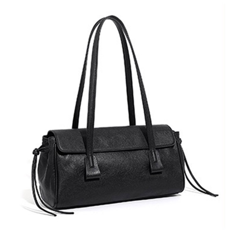 Женская кожаная сумка багет Sandra черная - 4 фото