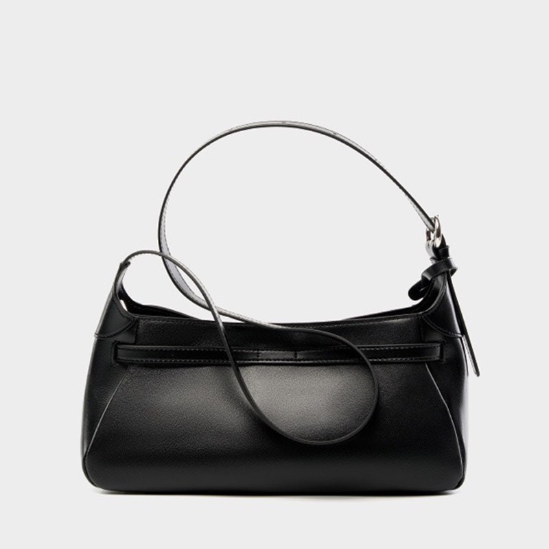 Жіноча шкіряна сумка багет Amber чорна - 5 фото