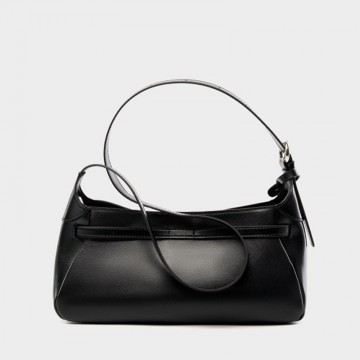 Жіноча шкіряна сумка багет Amber чорна фото