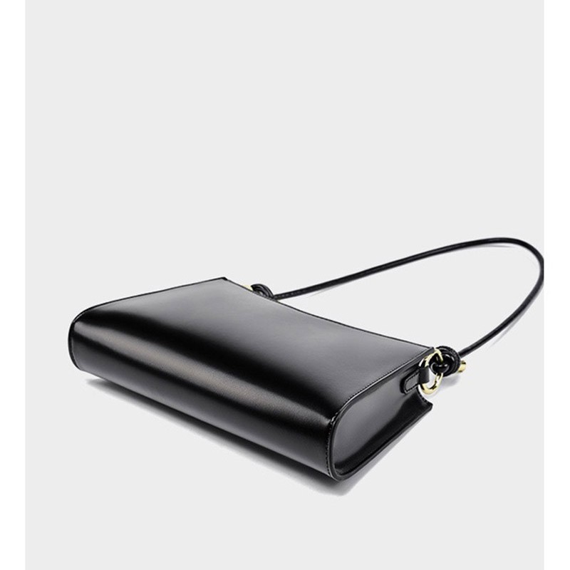 Жіноча шкіряна сумка на плече Patty чорна - 9 фото