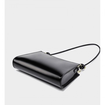 Женская кожаная сумка на плечо Patty черная фото