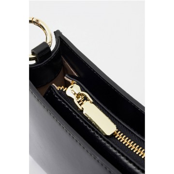 Жіноча шкіряна сумка на плече Patty чорна фото