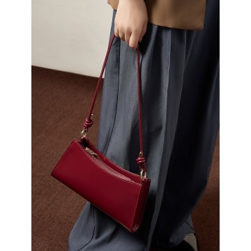 Женская кожаная сумка на плечо Patty бордовая фото