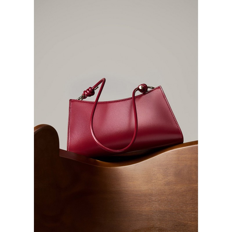 Женская кожаная сумка на плечо Patty бордовая - 3 фото