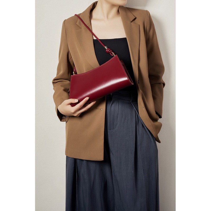 Жіноча шкіряна сумка на плече Patty бордова - 4 фото