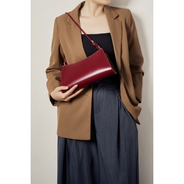 Жіноча шкіряна сумка на плече Patty бордова фото