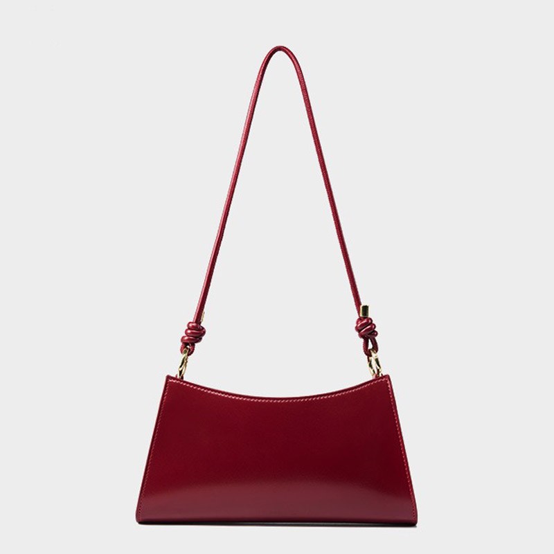 Женская кожаная сумка на плечо Patty бордовая - 6 фото
