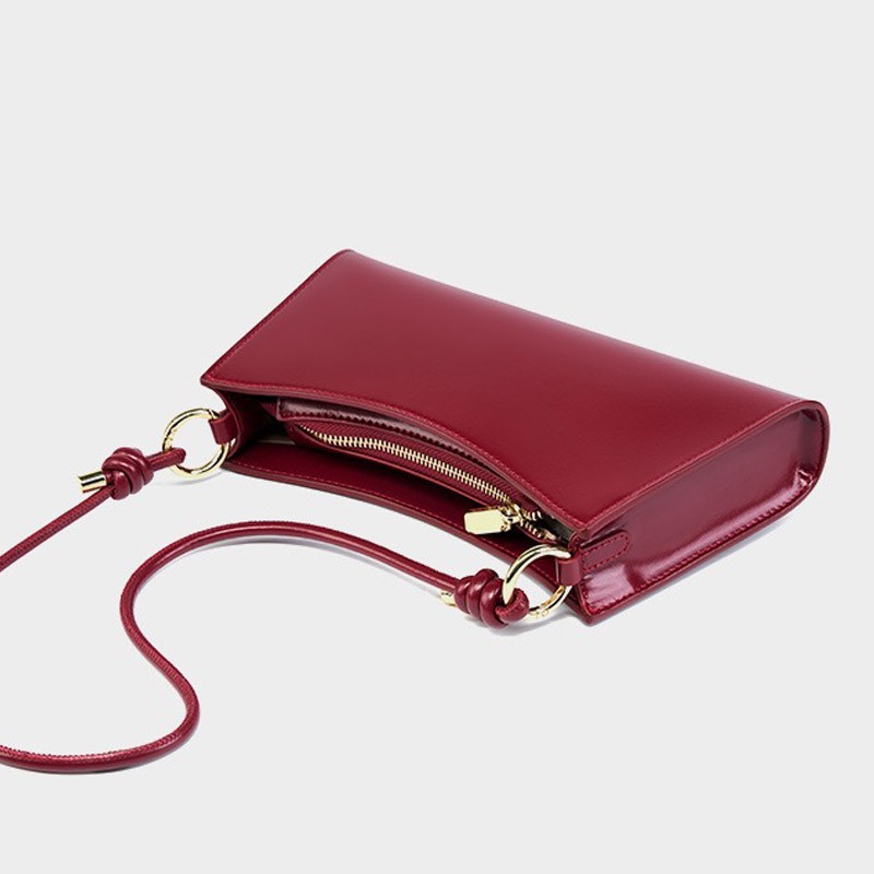 Женская кожаная сумка на плечо Patty бордовая - 5 фото