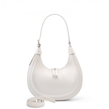 Женская кожаная сумка хобо Veronica белая фото