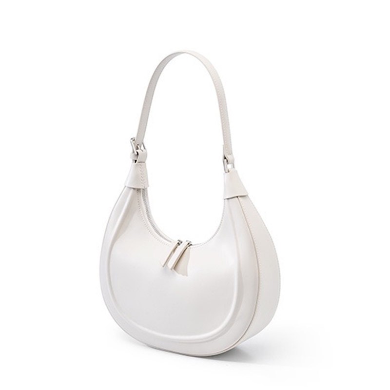 Женская кожаная сумка хобо Veronica белая - 4 фото