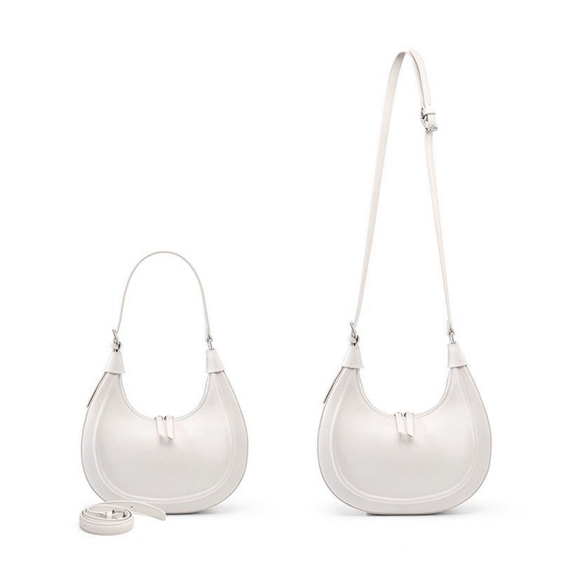 Жіноча шкіряна сумка хобо Veronica біла - 6 фото