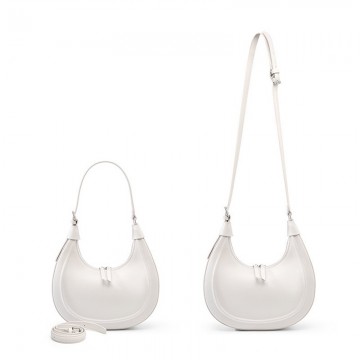 Женская кожаная сумка хобо Veronica белая фото