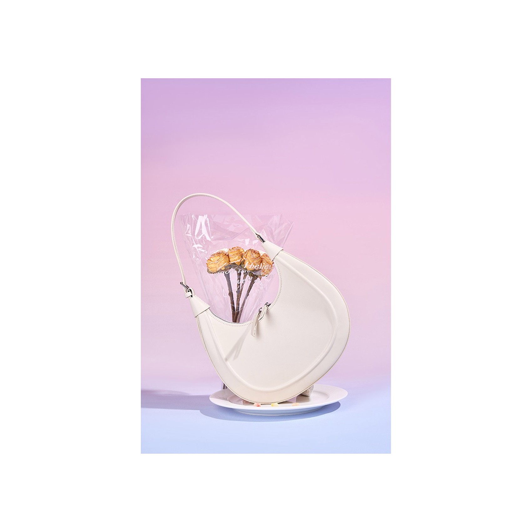 Женская кожаная сумка хобо Veronica белая