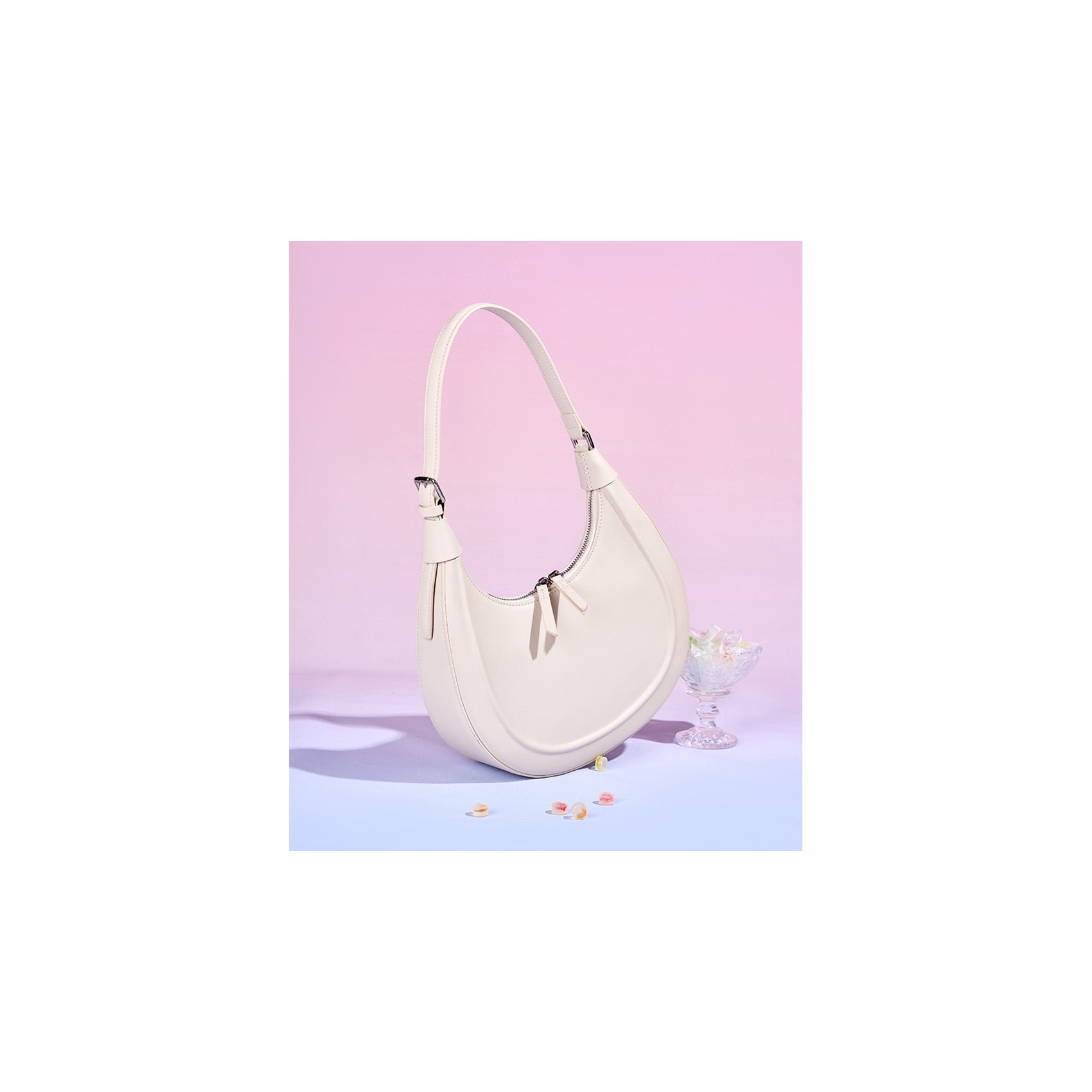 Жіноча шкіряна сумка хобо Veronica біла