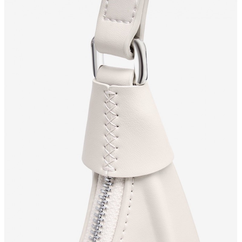 Жіноча шкіряна сумка хобо Veronica біла - 15 фото