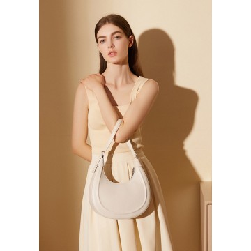 Женская кожаная сумка хобо Veronica белая фото