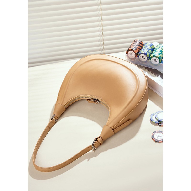 Женская кожаная сумка хобо Veronica светло-коричневая - 5 фото