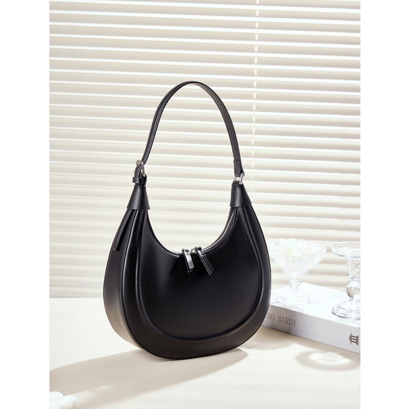 Жіноча шкіряна сумка хобо Veronica чорна - 4 фото