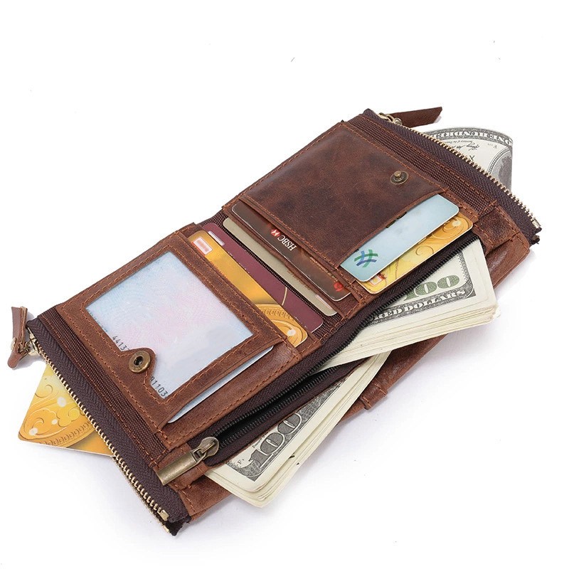 Чоловічий шкіряний гаманець Allen коричневий - 4 фото