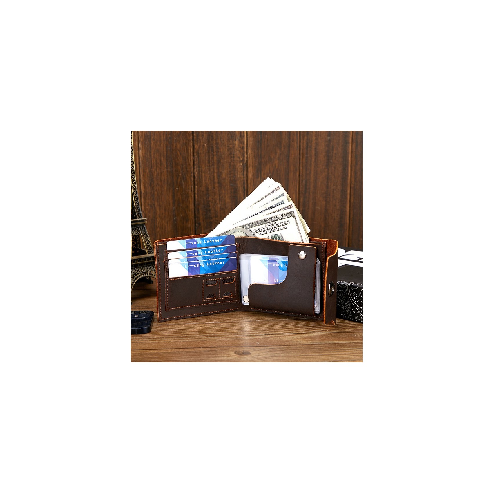 Чоловічий шкіряний гаманець Delroy темно-коричневий