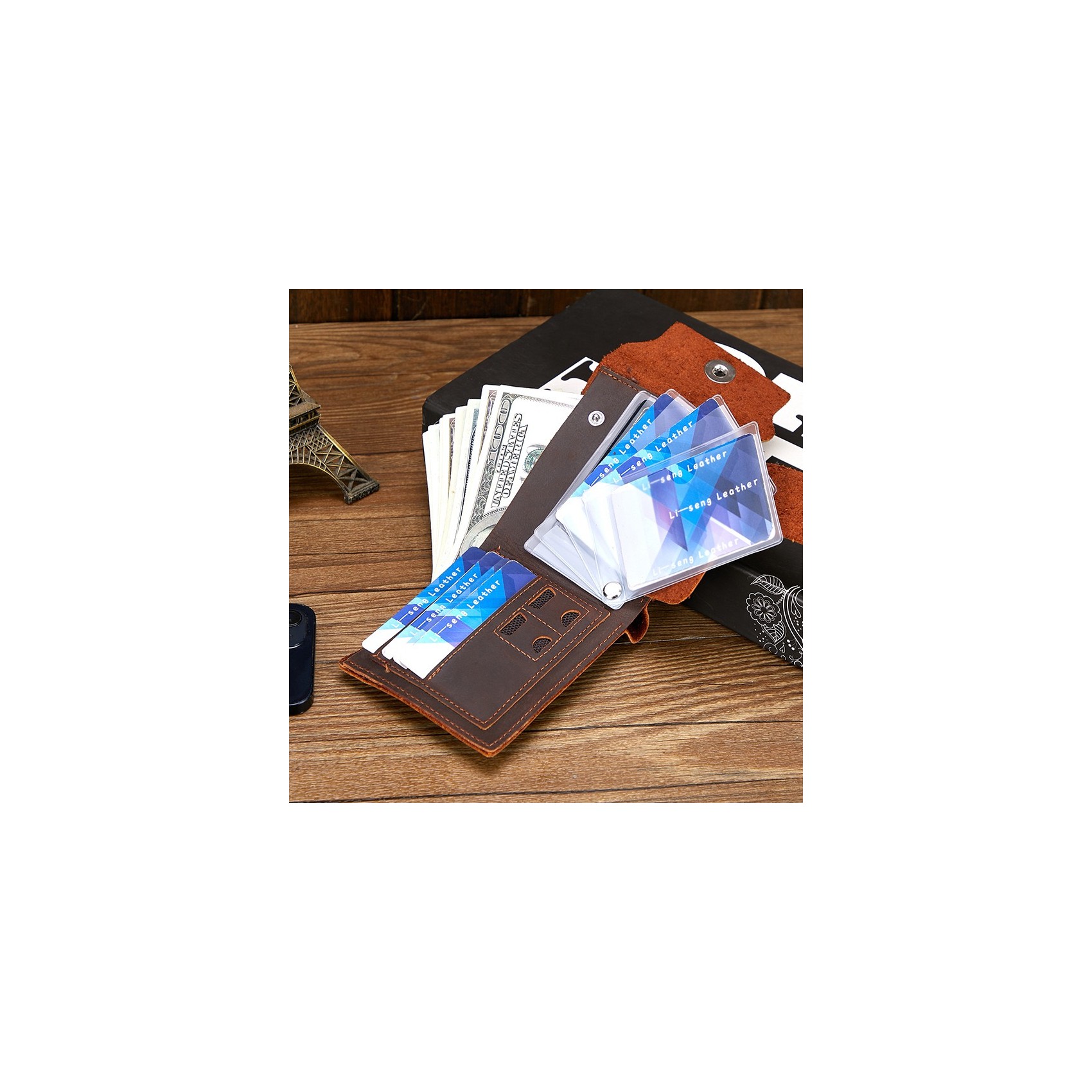 Мужской кожаный кошелек Delroy темно-коричневый