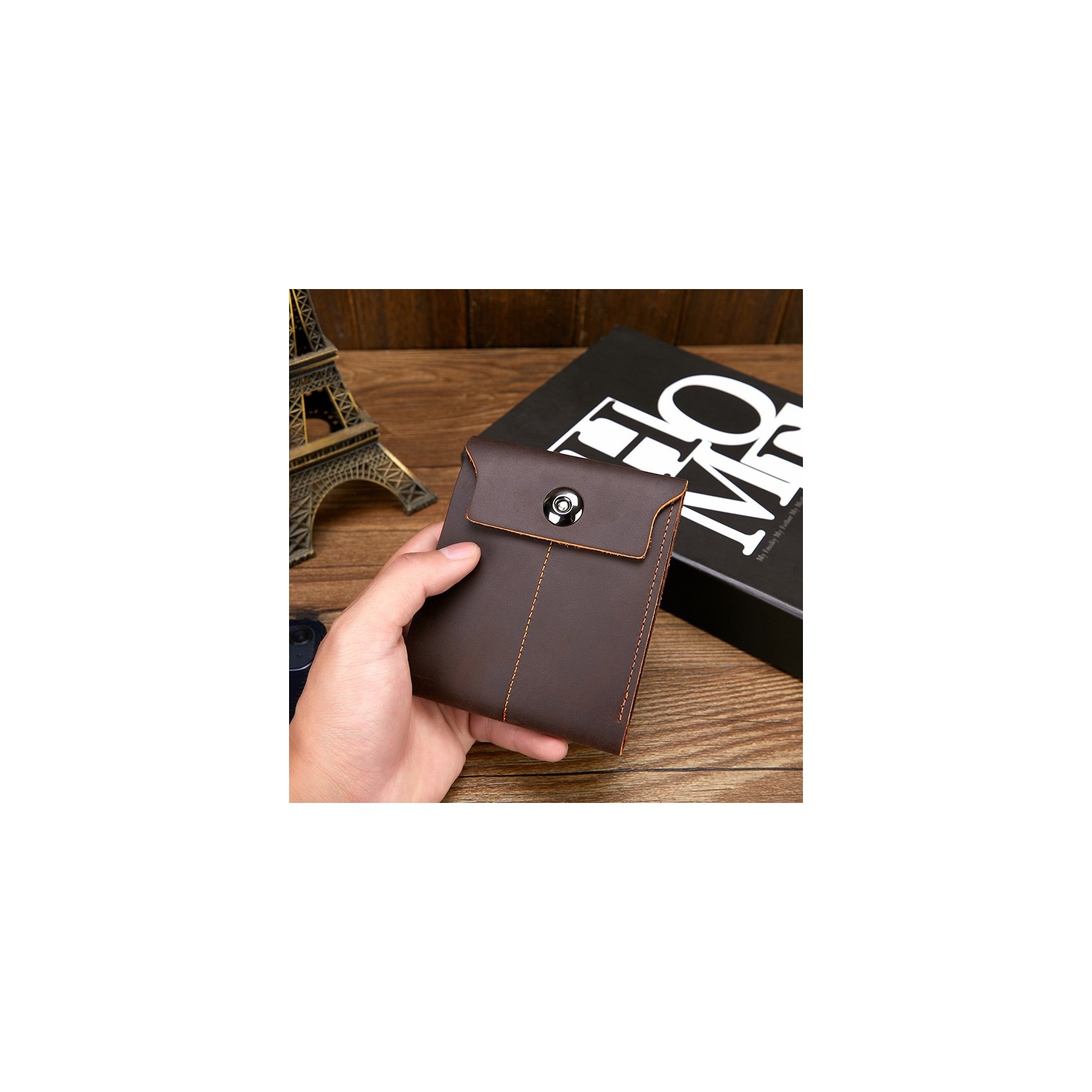 Мужской кожаный кошелек Delroy темно-коричневый