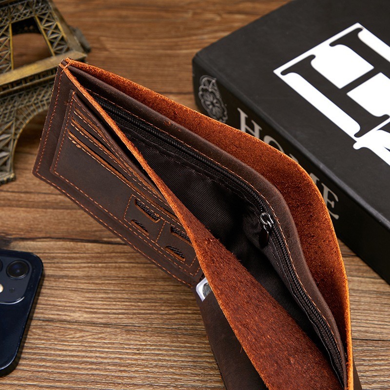 Мужской кожаный кошелек Delroy темно-коричневый - 4 фото