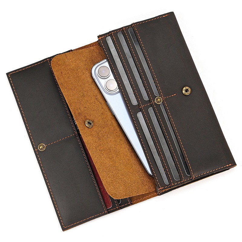 Мужское кожаное портмоне Mortimer темно-коричневое - 3 фото