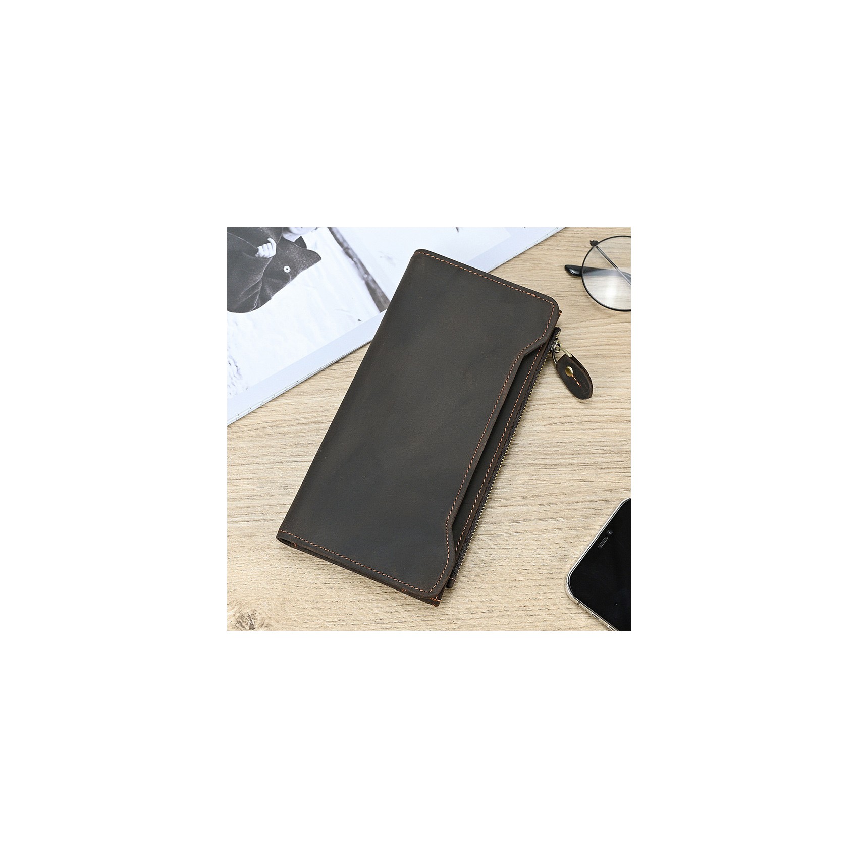 Мужское кожаное портмоне Nicolas темно-коричневое