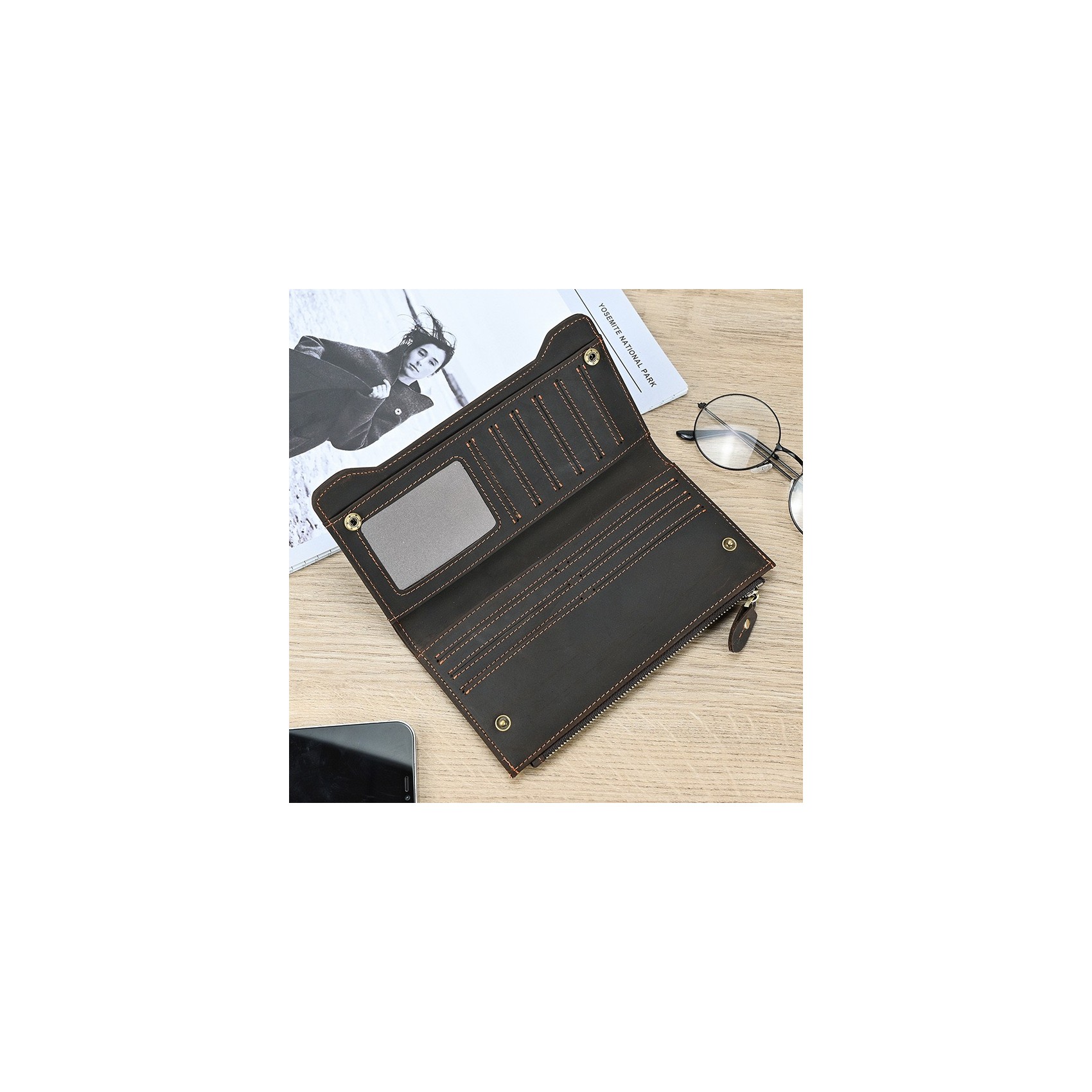 Мужское кожаное портмоне Nicolas темно-коричневое