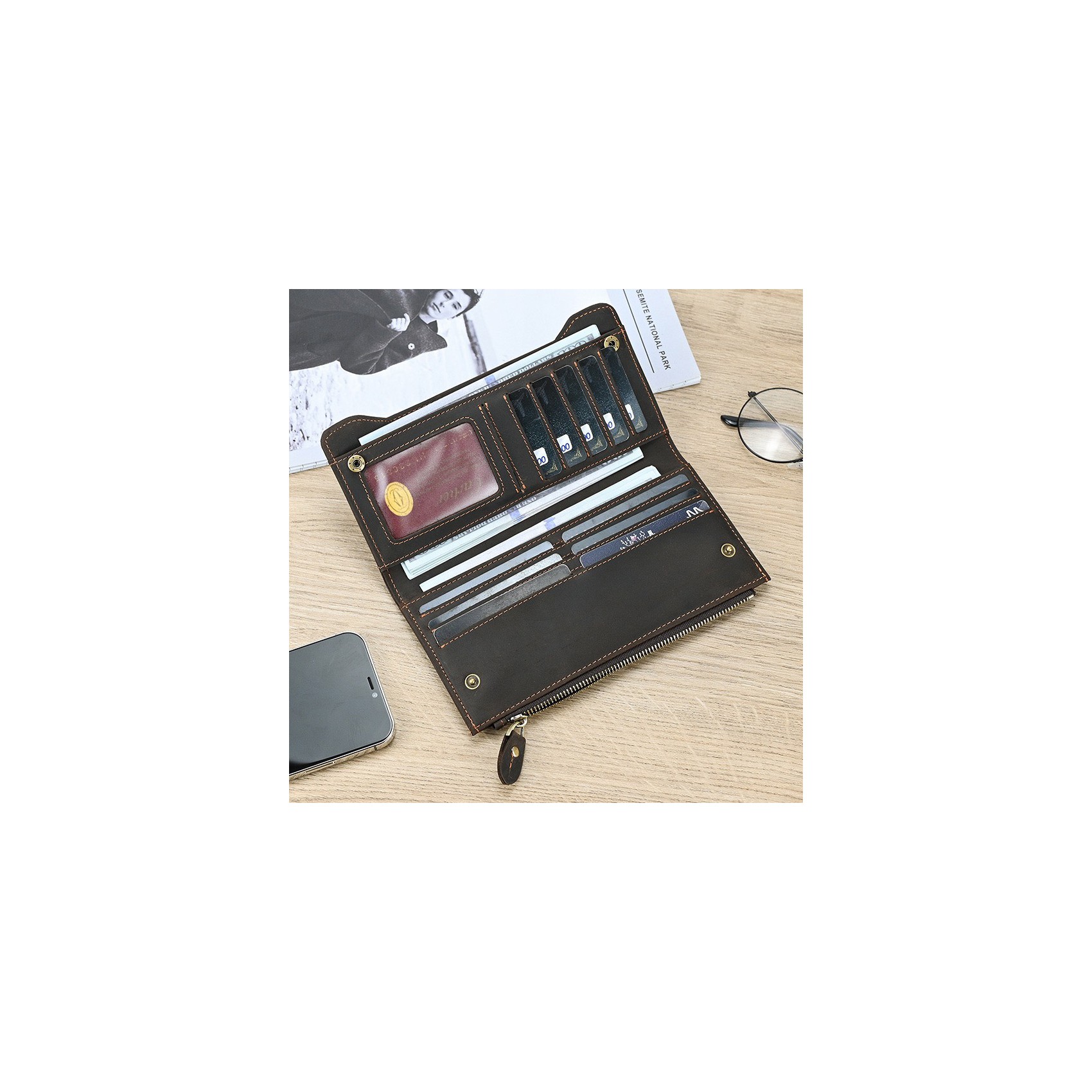 Чоловіче шкіряне портмоне Nicolas темно-коричневе