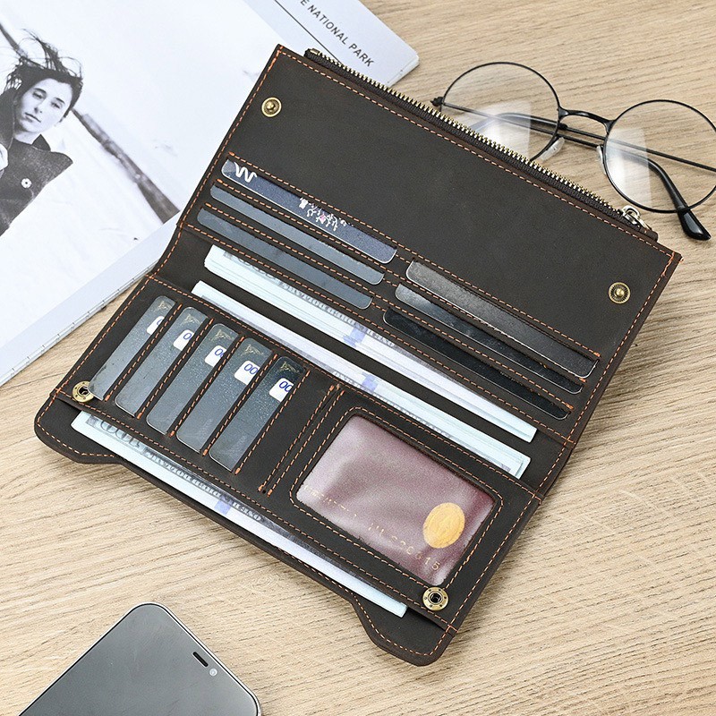 Мужское кожаное портмоне Nicolas темно-коричневое - 3 фото