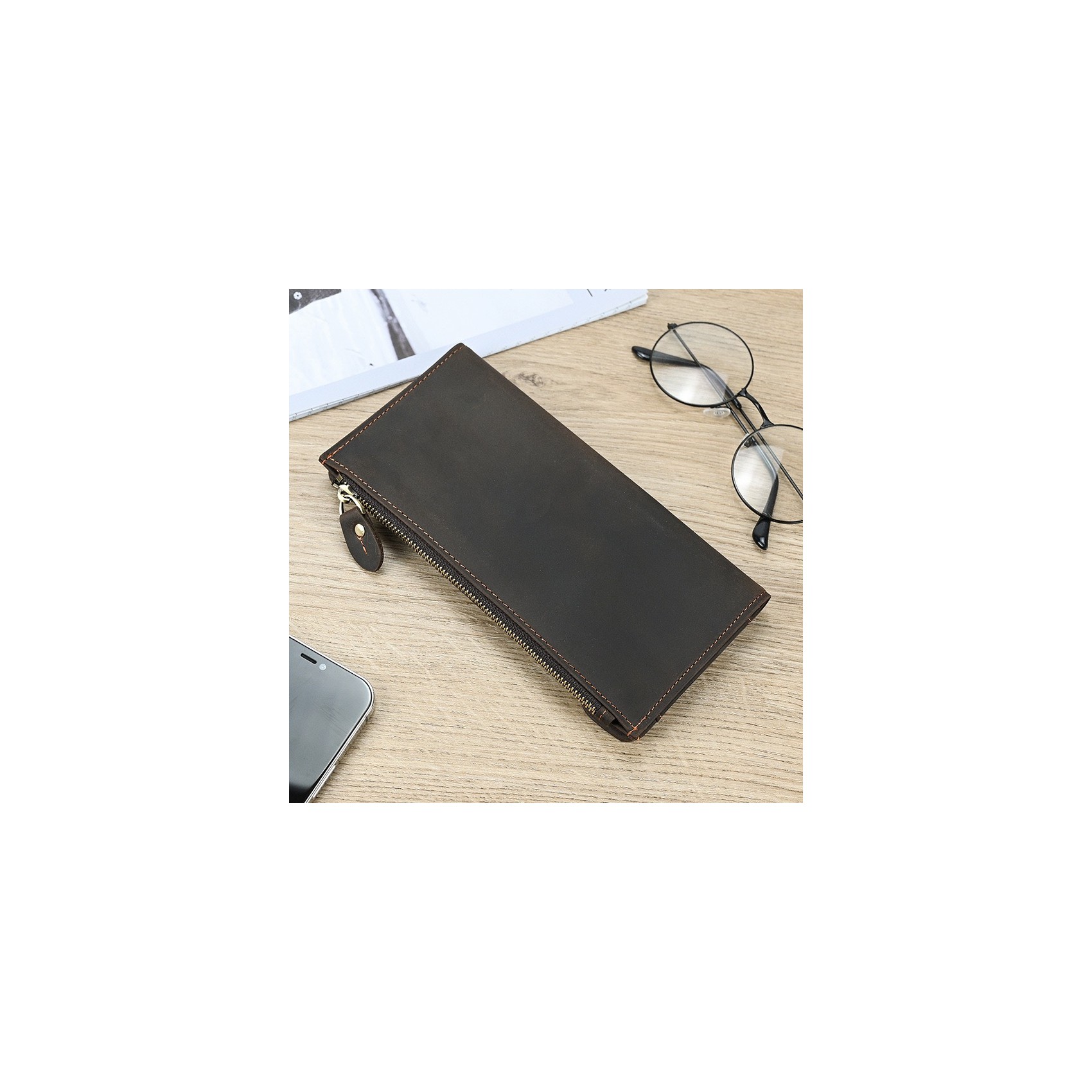 Мужское кожаное портмоне Nicolas темно-коричневое