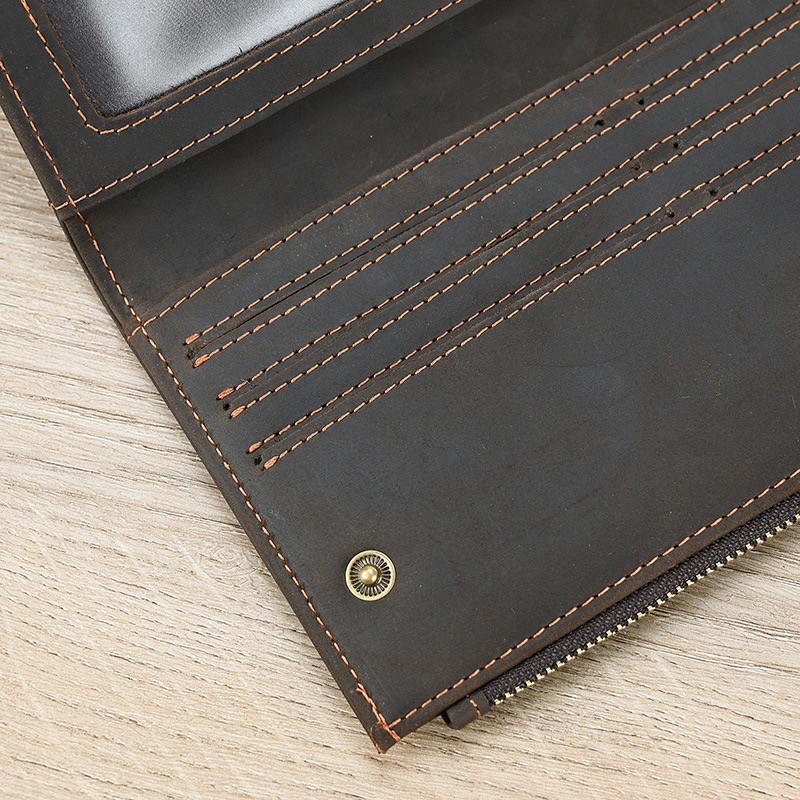 Мужское кожаное портмоне Nicolas темно-коричневое - 8 фото